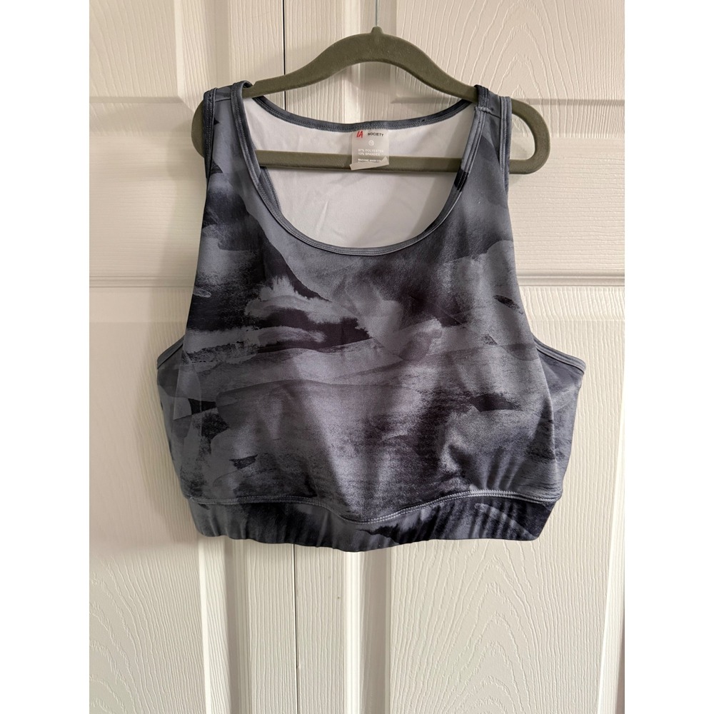 LA SOCIETY Women's Grey Abstract Print Crop Tank Top Size‎ 1X
